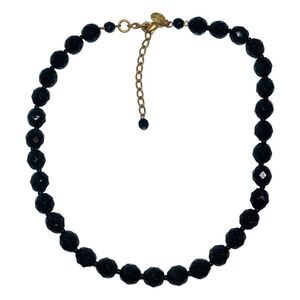 Vintage Kenneth J Lane Black Icy Glass Beaded Necklace 20” Czech Republic Formal